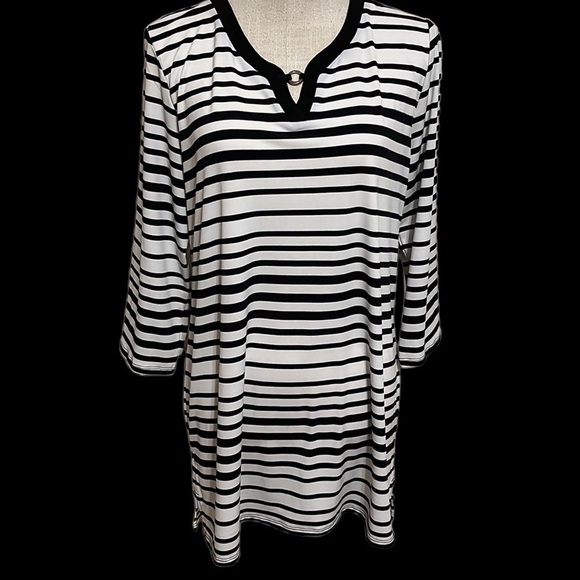 Christopher & Banks black/white stripe tunic. Sz L - Picture 1 of 7